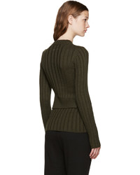 MM6 MAISON MARGIELA Green Ribbed Cut Out Sweater