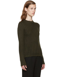MM6 MAISON MARGIELA Green Ribbed Cut Out Sweater