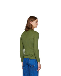 Judy Turner Green Silk Base Crewneck Sweater
