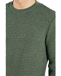 Topman Grid Stitch Crewneck Sweater