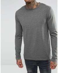 Asos Long Sleeve T Shirt With Crew Neck In Khaki