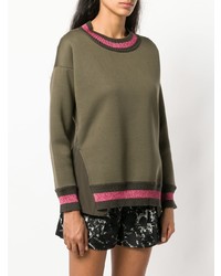 Moncler Lurex Stripe Trim Sweater