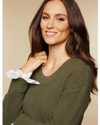Motherhood Maternity Knit Woven Tie Sleeve Maternity Sweater