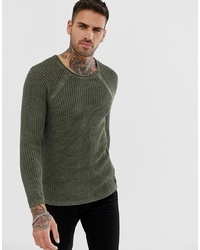 Replay Muscle Fit Mesh Jumper In Olive
