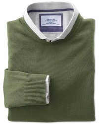 Charles Tyrwhitt Olive Merino Wool Crew Neck Sweater