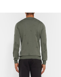 Alexander McQueen Slim Fit Distressed Wool And Cotton Blend Sweater