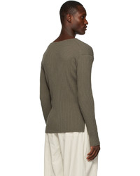 AMOMENTO Taupe Ribbed Knit Sweater