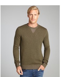 Harrison Washed Olive Wool Cashmere Elbow Patch Sweater