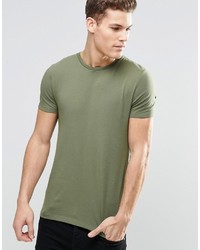 Asos Brand Muscle T Shirt With Crew Neck In Green