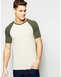 Asos Brand Muscle T Shirt With Contrast Raglan Sleeves
