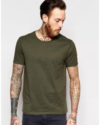 Asos Brand T Shirt With Crew Neck In Dark Green