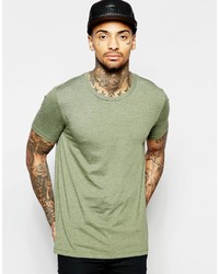 Asos Brand T Shirt With Crew Neck In Light Green Marl
