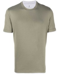 Brunello Cucinelli Contrast Trim Short Sleeve T Shirt