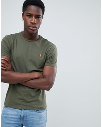 Polo Ralph Lauren Custom Slim Fit T Shirt Player Logo In Olive Green