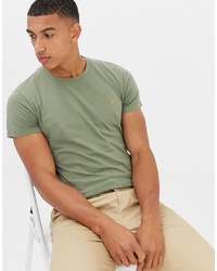 Farah Farris Slim Fit Logo T Shirt In Light Green