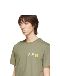 A.P.C. Green Carhartt Wip Edition Fire T Shirt