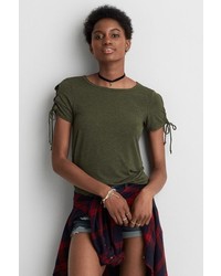 American Eagle Outfitters Lace Up Sleeve T Shirt
