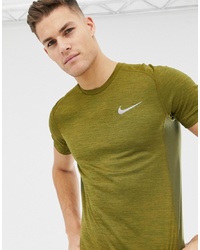 Nike Running Miler T Shirt In Khaki 833591 395