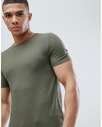 ASOS DESIGN Muscle Fit Longline T Shirt With Curved Hem In Rib