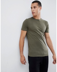 New Look Muscle Fit T Shirt In Khaki