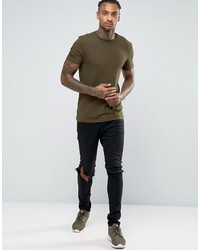 Asos Muscle T Shirt With Crew Neck In Green