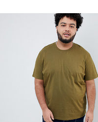 ASOS DESIGN Plus Relaxed Fit T Shirt With Crew Neck In Khaki