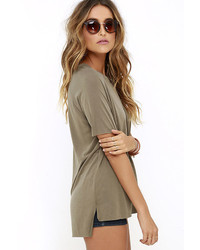 Right To Party Olive Green High Low Tee