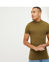 ASOS DESIGN Tall Muscle Fit T Shirt With Turtle Neck In Green
