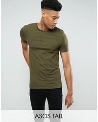 Asos Tall Muscle T Shirt In Green With Crew Neck