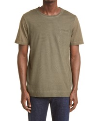 Massimo Alba Watercolor Cotton Pocket Tee In Military At Nordstrom