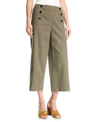 Kate Spade New York Cropped Wide Leg Military Cotton Pants