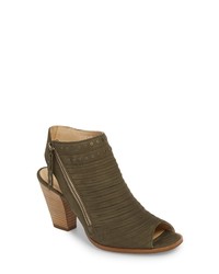 Olive Cutout Leather Ankle Boots