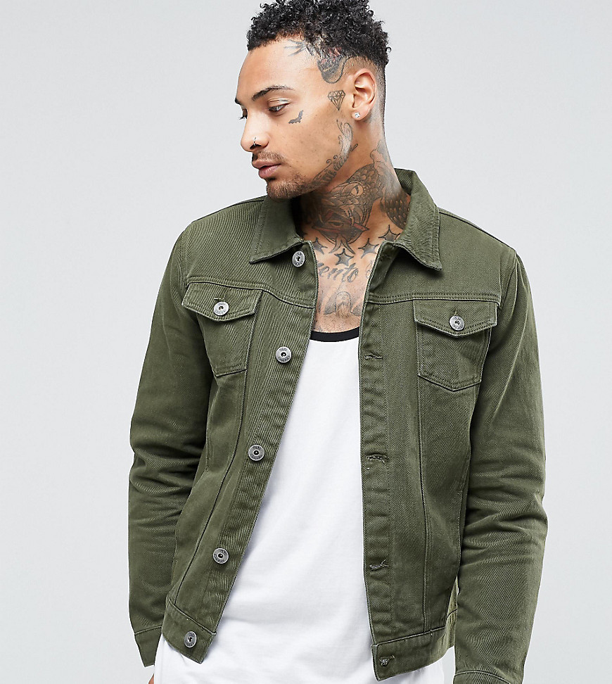 Liquor N Poker Denim Jacket With Print And Elbow Patches In Blue Wash, $17  | Asos | Lookastic