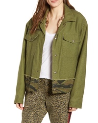 Pam & Gela Slouchy Army Jacket With Removable Faux