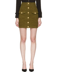 Olive Denim Mini Skirt