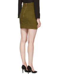 Balmain Khaki Denim Buttons Miniskirt