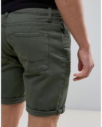 Asos Denim Shorts In Slim Dark Green