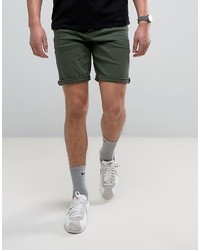 Asos Denim Shorts In Slim Dark Green