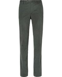 Boglioli Green Slim Fit Brushed Stretch Cotton Twill Suit Trousers