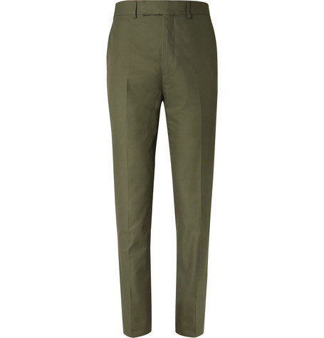 green slim fit cotton twill suit trousers original 9932395