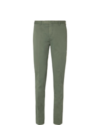 Boglioli Green Stretch Cotton Twill Suit Trousers