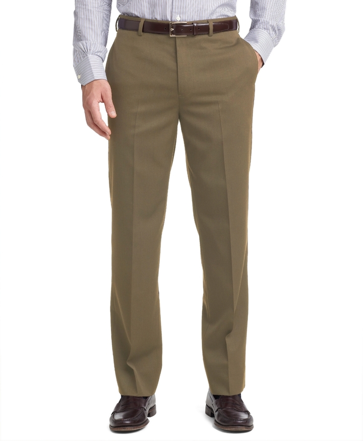 Brooks Brothers Madison Fit Plain Front Classic Gabardine Trousers ...