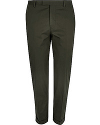 River Island Olive Green Skinny Suit Pants
