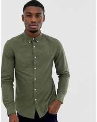 Farah Brewer Slim Fit Oxford Shirt In Green