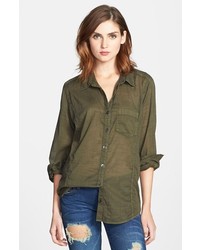 Caslon Cotton Blouse Olive Tuscan X Small