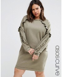 Asos Curve Curve Sweat Dress With Frill Detail
