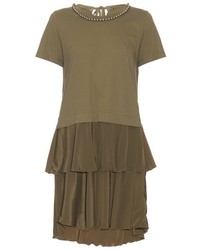 Muveil Layered Cotton Jersey And Crepe Dress