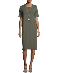 Eileen Fisher Short Sleeve Round Neck Jersey Dress
