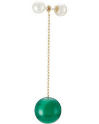 Delfina Delettrez 18kt Yellow Gold Earring With Chalcedony And Pearls
