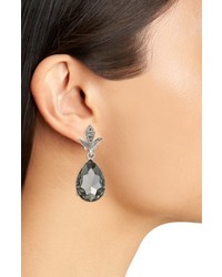 Oscar de la Renta Crystal Teardrop Clip Earrings